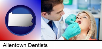 a dentist examining teeth in Allentown, PA