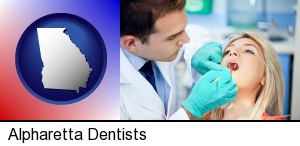 Alpharetta, Georgia - a dentist examining teeth