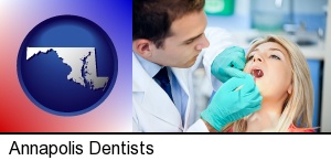 Annapolis, Maryland - a dentist examining teeth