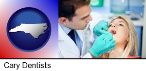 Cary, North Carolina - a dentist examining teeth