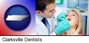 Clarksville, Tennessee - a dentist examining teeth