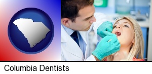 Columbia, South Carolina - a dentist examining teeth