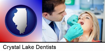 a dentist examining teeth in Crystal Lake, IL