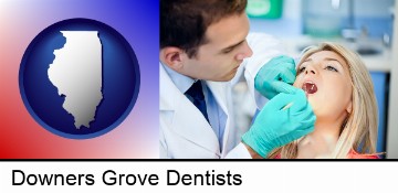 a dentist examining teeth in Downers Grove, IL