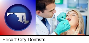 Ellicott City, Maryland - a dentist examining teeth