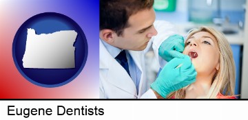 a dentist examining teeth in Eugene, OR