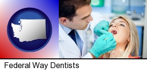 Federal Way, Washington - a dentist examining teeth