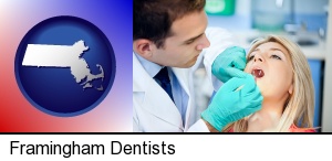 Framingham, Massachusetts - a dentist examining teeth
