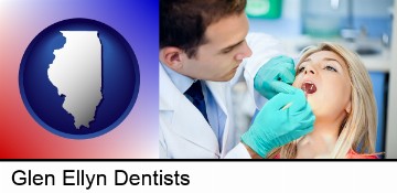 a dentist examining teeth in Glen Ellyn, IL