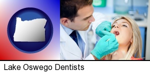 Lake Oswego, Oregon - a dentist examining teeth
