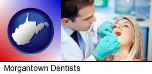 Morgantown, West Virginia - a dentist examining teeth