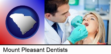 a dentist examining teeth in Mount Pleasant, SC
