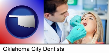 a dentist examining teeth in Oklahoma City, OK