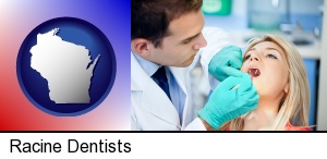 Racine, Wisconsin - a dentist examining teeth