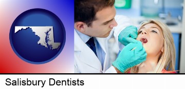 a dentist examining teeth in Salisbury, MD
