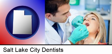 a dentist examining teeth in Salt Lake City, UT