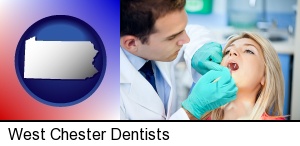 West Chester, Pennsylvania - a dentist examining teeth