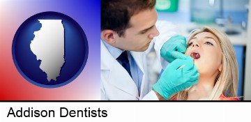 a dentist examining teeth in Addison, IL