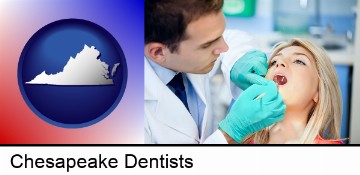 a dentist examining teeth in Chesapeake, VA