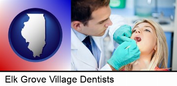 a dentist examining teeth in Elk Grove Village, IL