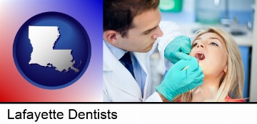 a dentist examining teeth in Lafayette, LA