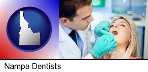 Nampa, Idaho - a dentist examining teeth