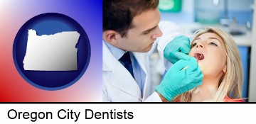 a dentist examining teeth in Oregon City, OR