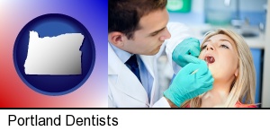 Portland, Oregon - a dentist examining teeth