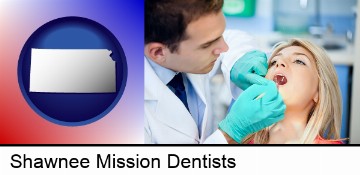 a dentist examining teeth in Shawnee Mission, KS