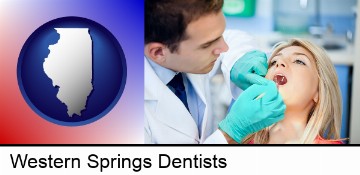 a dentist examining teeth in Western Springs, IL